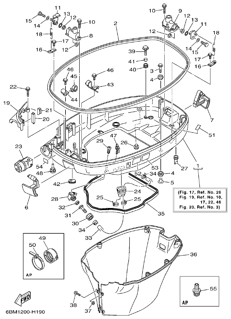 Yamaha F150BET, FL150BET BOTTOM COWLING parts diagram